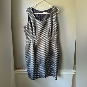 Calvin Klein sleeveless polkadot Work dress. Petite
